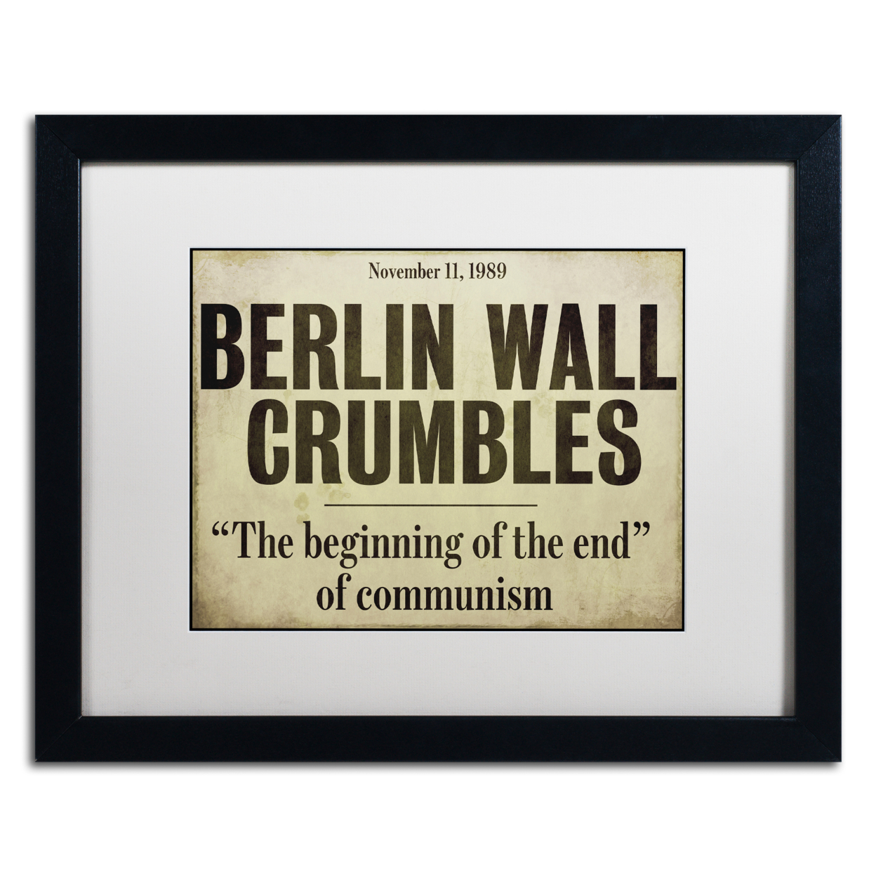 Color Bakery 'Berlin Wall' Black Wooden Framed Art 18 X 22 Inches