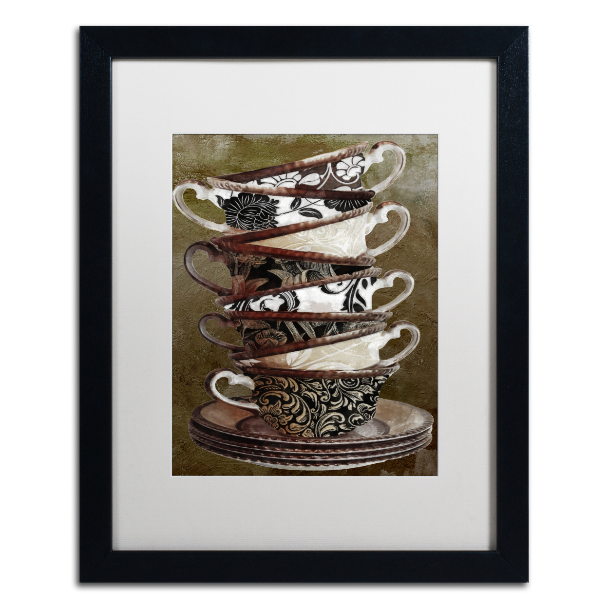 Color Bakery 'Afternoon Tea II' Black Wooden Framed Art 18 X 22 Inches