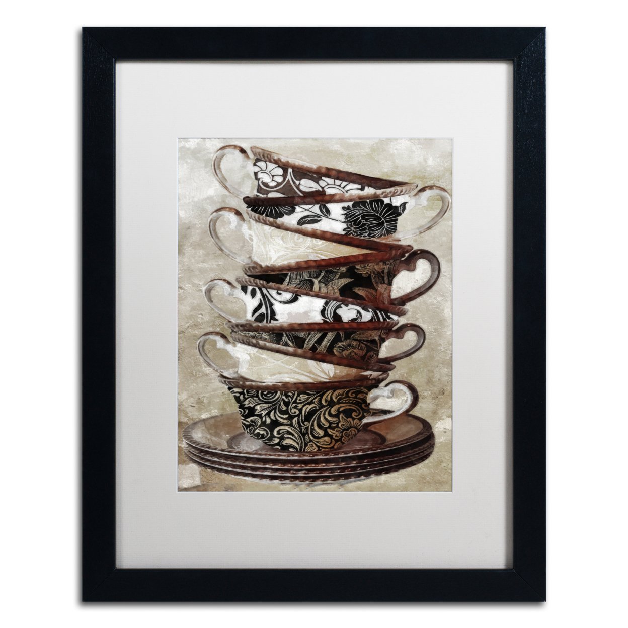 Color Bakery 'Afternoon Tea I' Black Wooden Framed Art 18 X 22 Inches