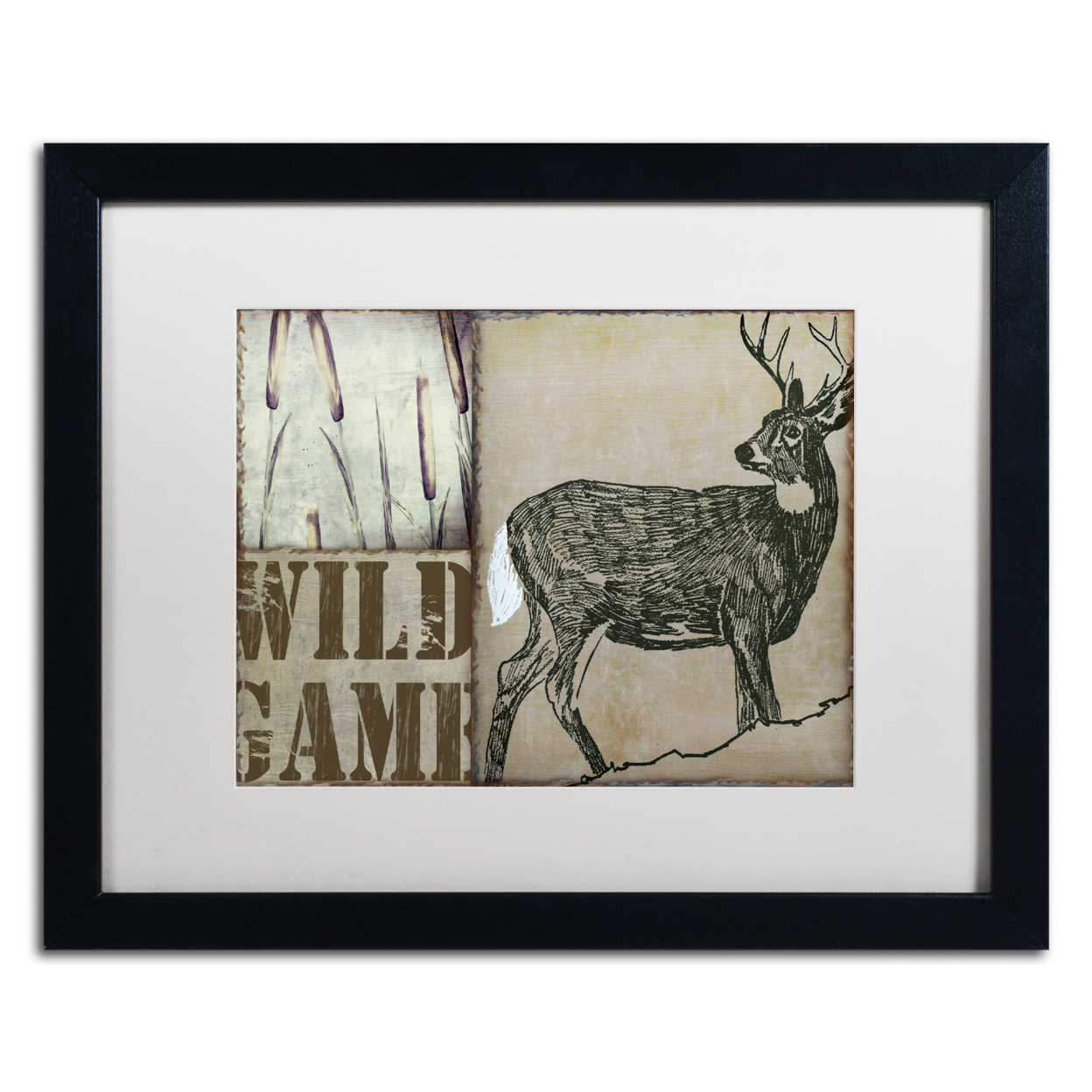 Color Bakery 'Deer With White Tail' Black Wooden Framed Art 18 X 22 Inches