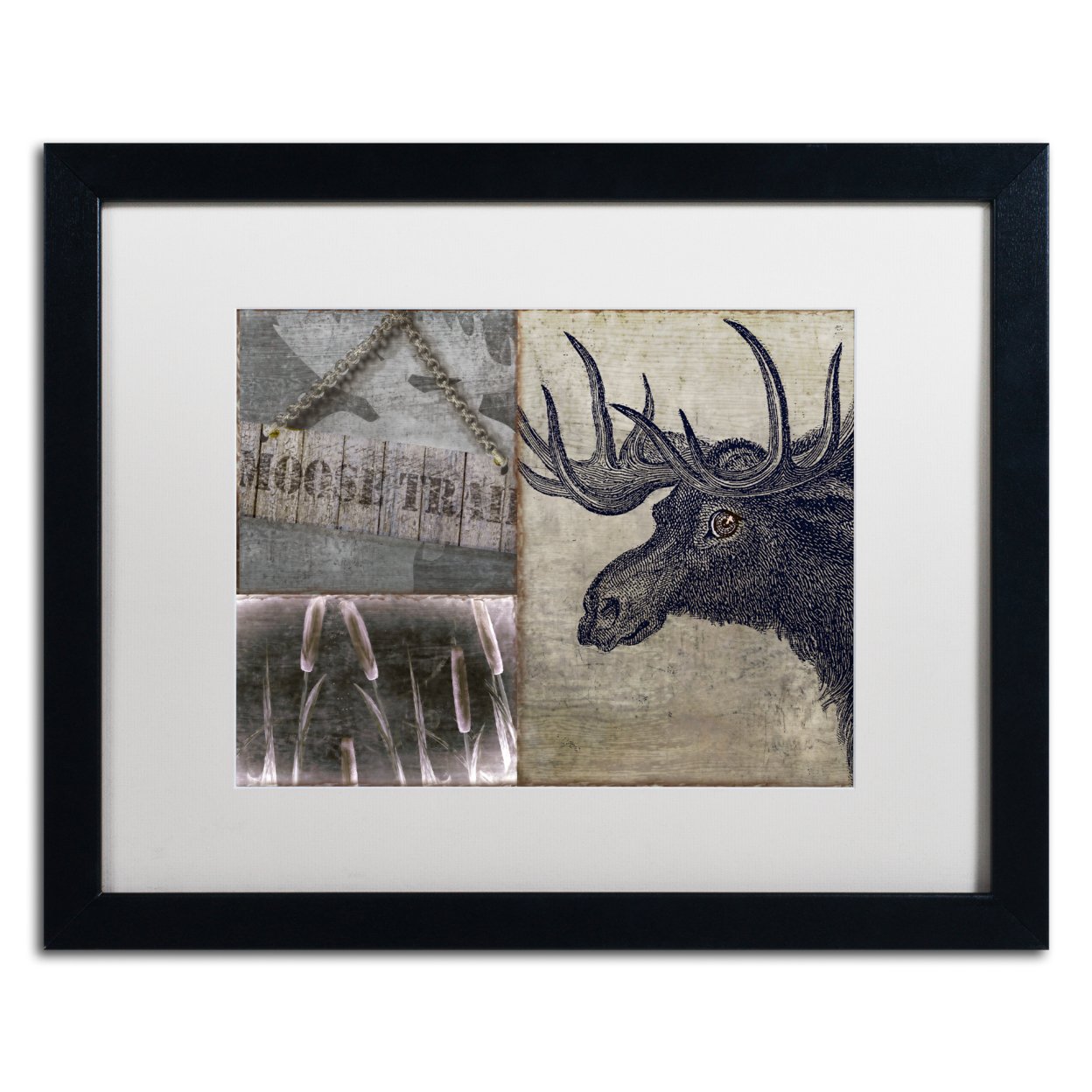 Color Bakery 'Moose' Black Wooden Framed Art 18 X 22 Inches