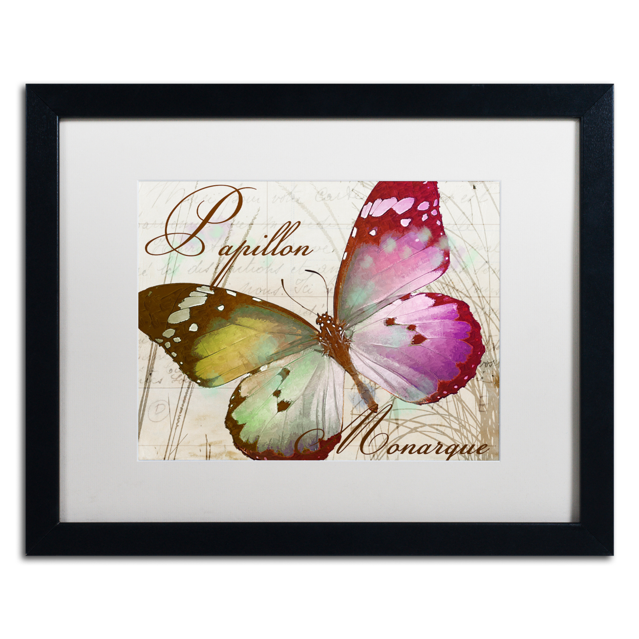 Color Bakery 'Papillon II' Black Wooden Framed Art 18 X 22 Inches