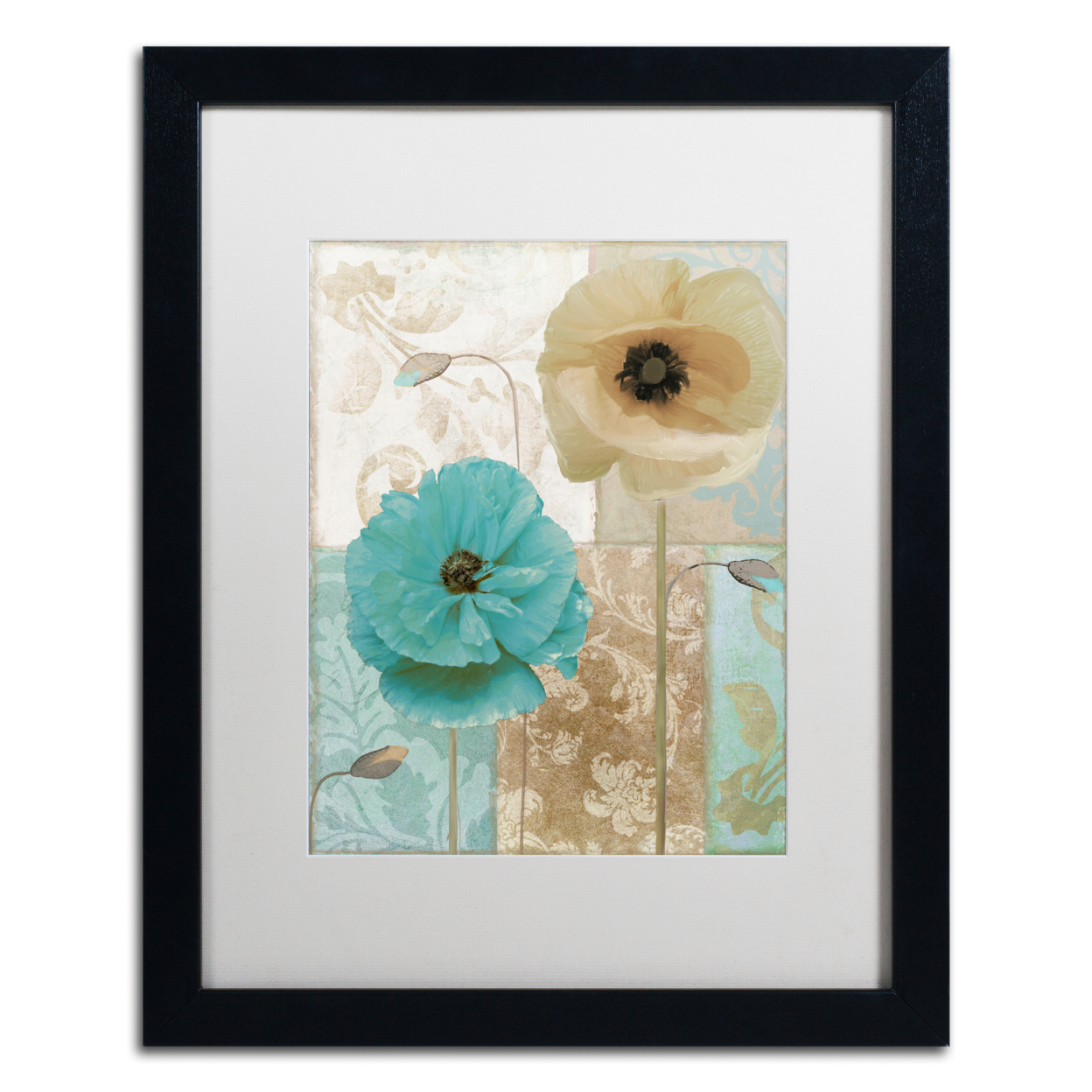 Color Bakery 'Beach Poppies I' Black Wooden Framed Art 18 X 22 Inches