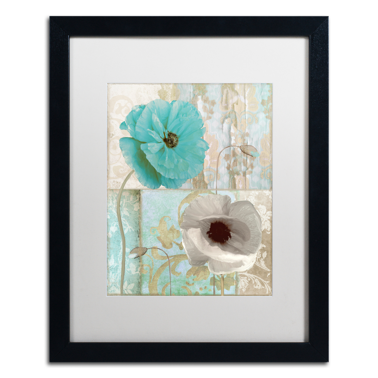 Color Bakery 'Beach Poppies II' Black Wooden Framed Art 18 X 22 Inches