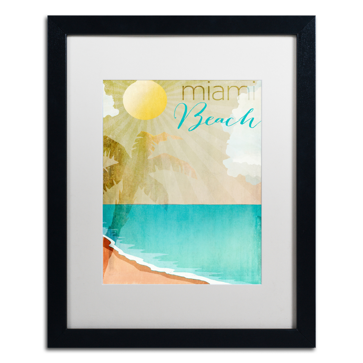 Color Bakery 'Miami Beach' Black Wooden Framed Art 18 X 22 Inches