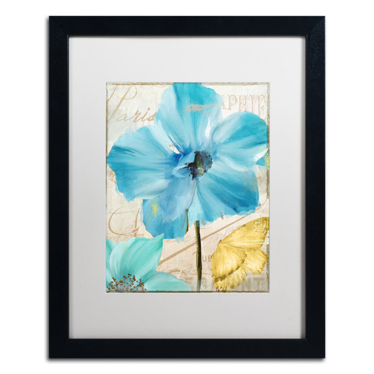 Color Bakery 'Blue Mountain Poppy' Black Wooden Framed Art 18 X 22 Inches