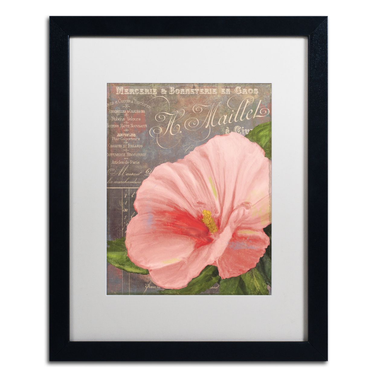 Color Bakery 'Peach Hibiscus' Black Wooden Framed Art 18 X 22 Inches