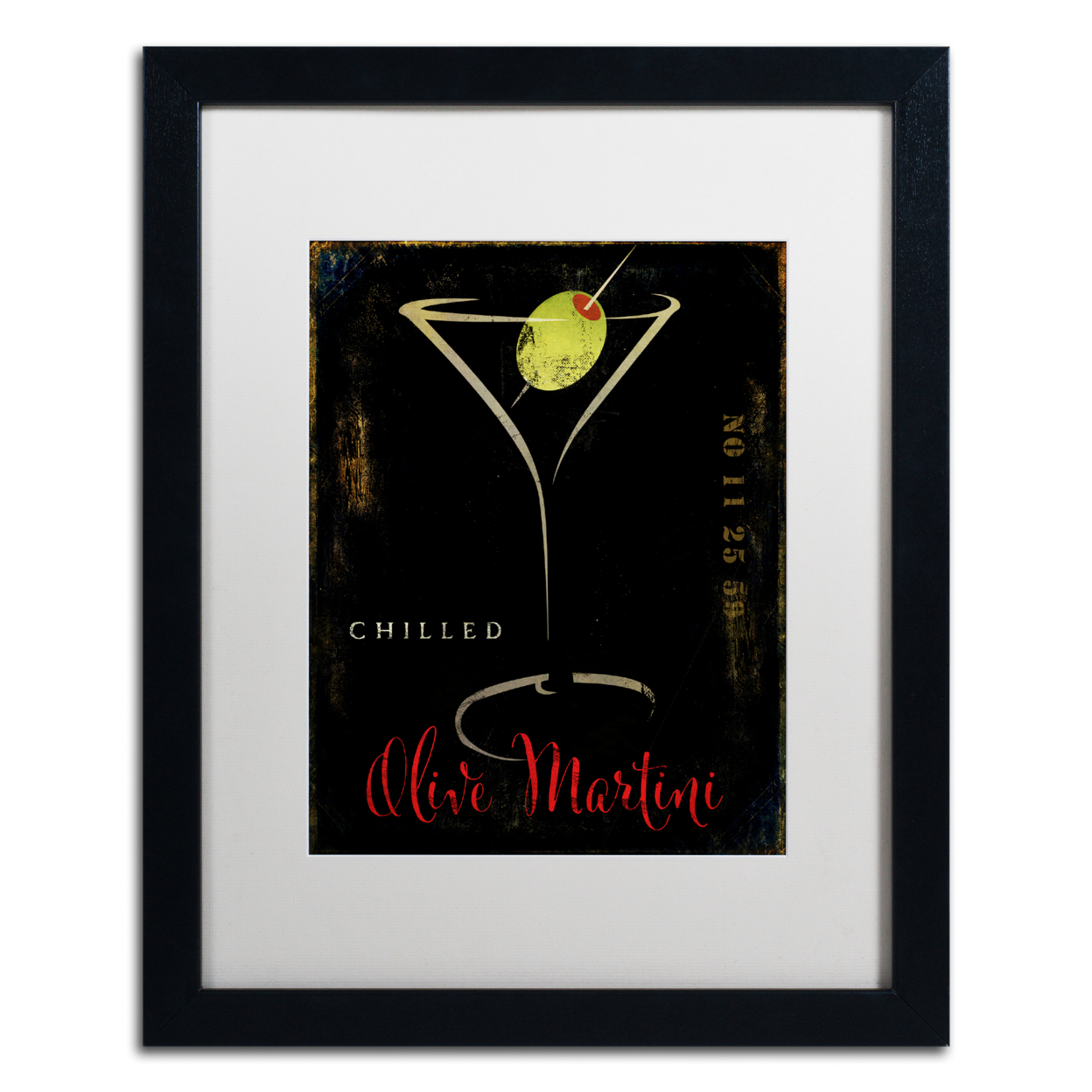Color Bakery 'Olive Martini II' Black Wooden Framed Art 18 X 22 Inches