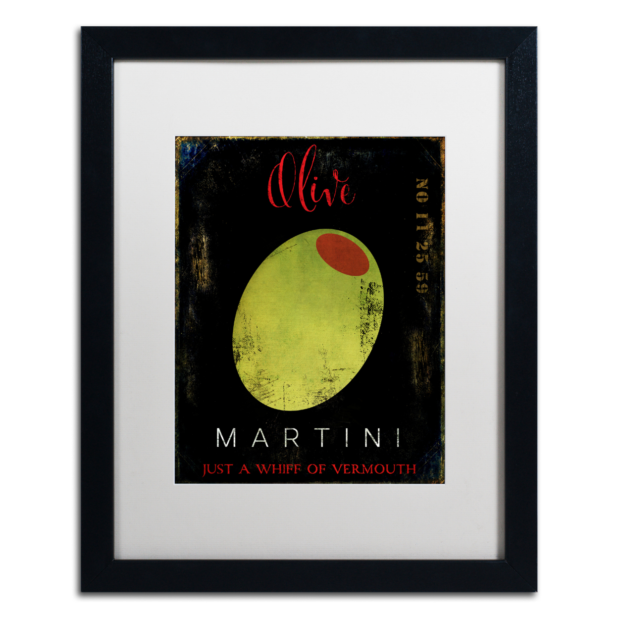 Color Bakery 'Olive Martini I' Black Wooden Framed Art 18 X 22 Inches