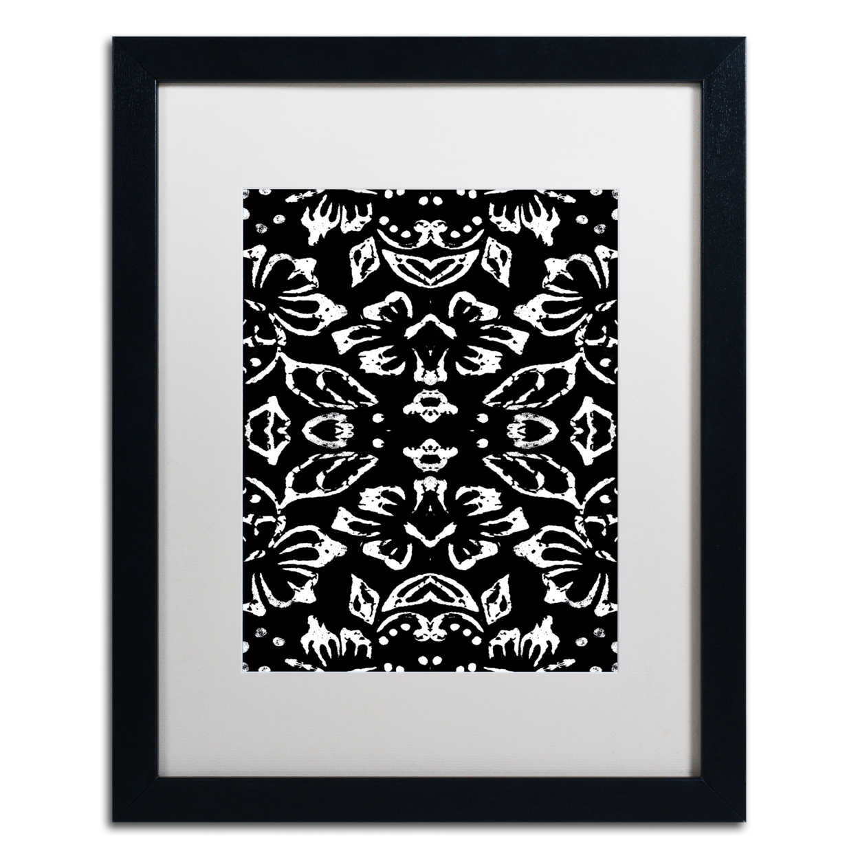 Color Bakery 'Black & White Pattern' Black Wooden Framed Art 18 X 22 Inches