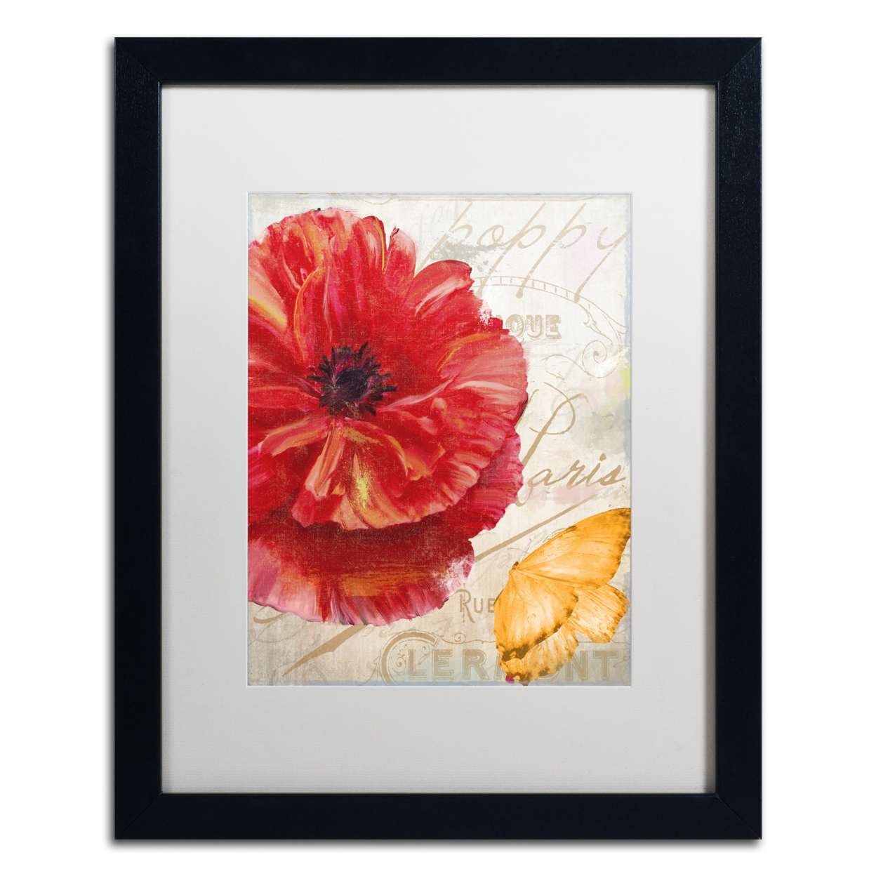 Color Bakery 'Red Poppy' Black Wooden Framed Art 18 X 22 Inches