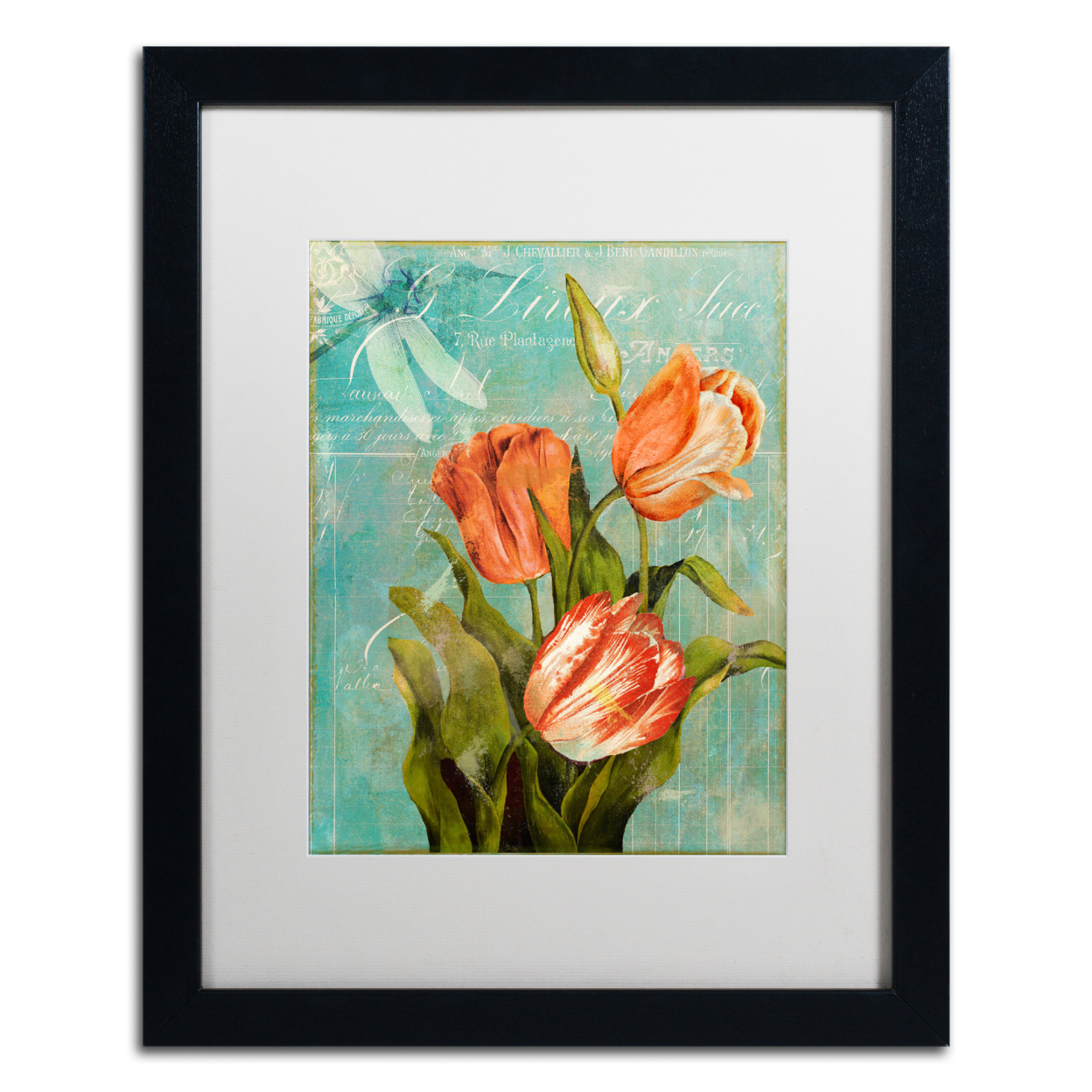 Color Bakery 'Tulips Ablaze III' Black Wooden Framed Art 18 X 22 Inches