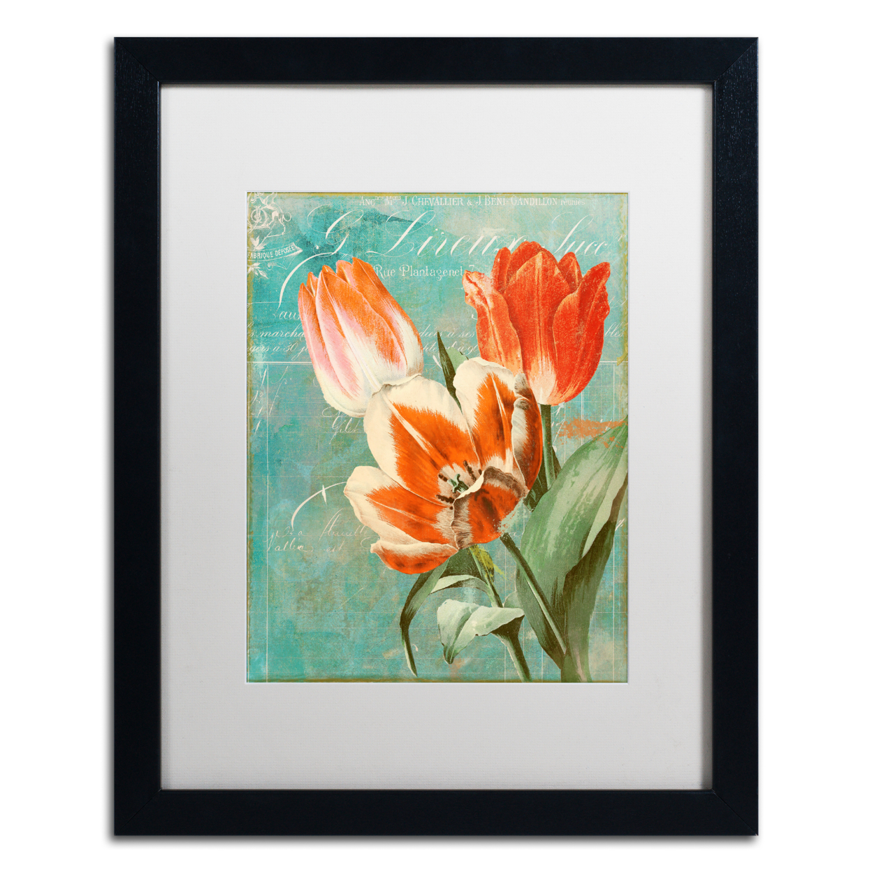 Color Bakery 'Tulips Ablaze II' Black Wooden Framed Art 18 X 22 Inches