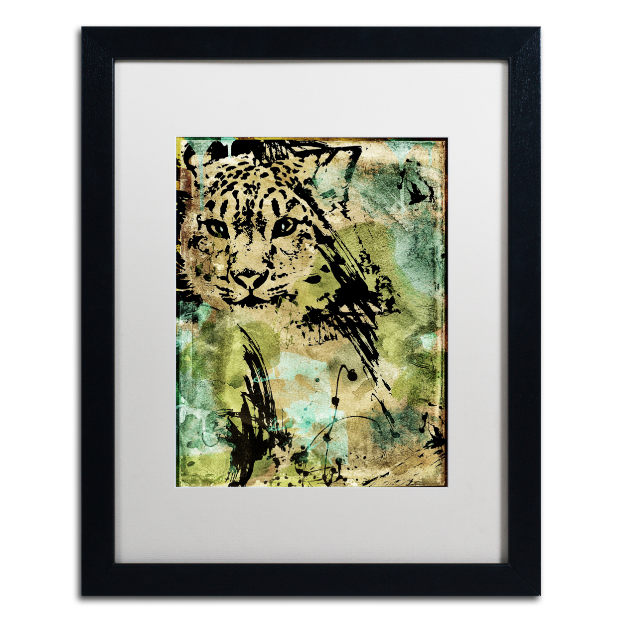 Color Bakery 'Leopard Ink' Black Wooden Framed Art 18 X 22 Inches