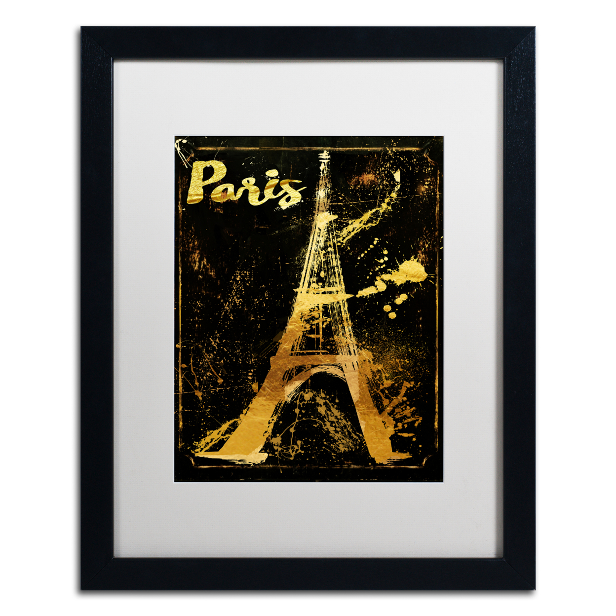 Color Bakery 'Gold Eiffel' Black Wooden Framed Art 18 X 22 Inches