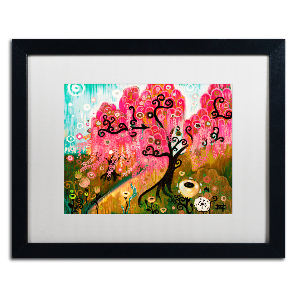 Natasha Wescoat 'Cherry Blossom Willow' Black Wooden Framed Art 18 X 22 Inches