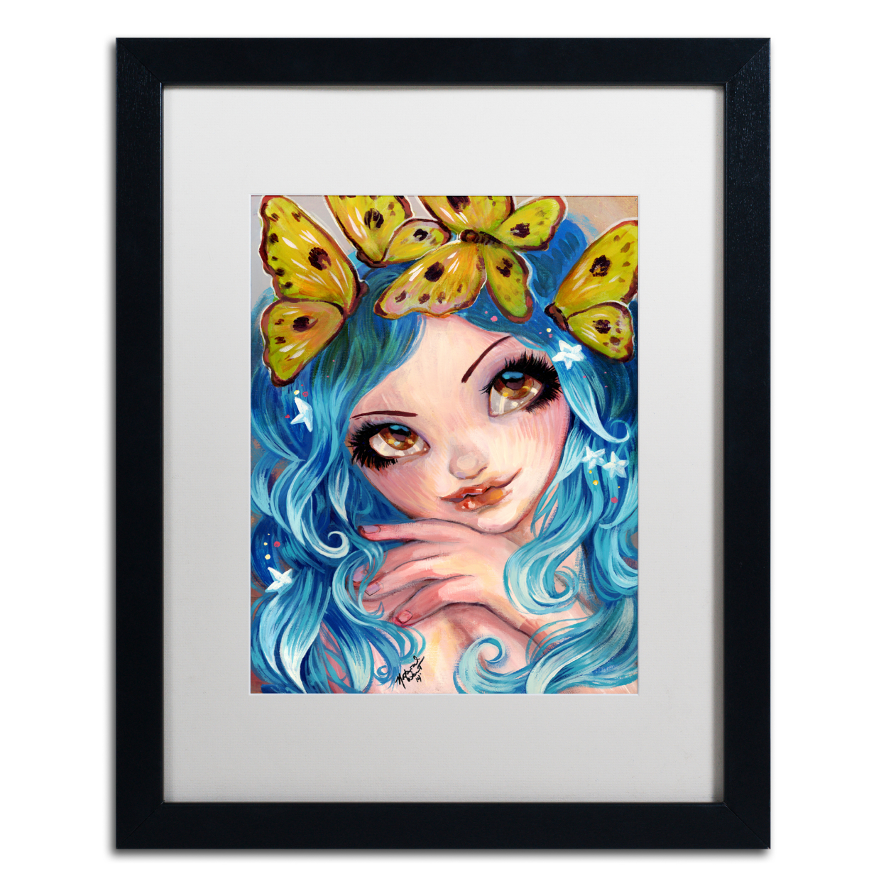 Natasha Wescoat 'Crown Of Butterflies' Black Wooden Framed Art 18 X 22 Inches