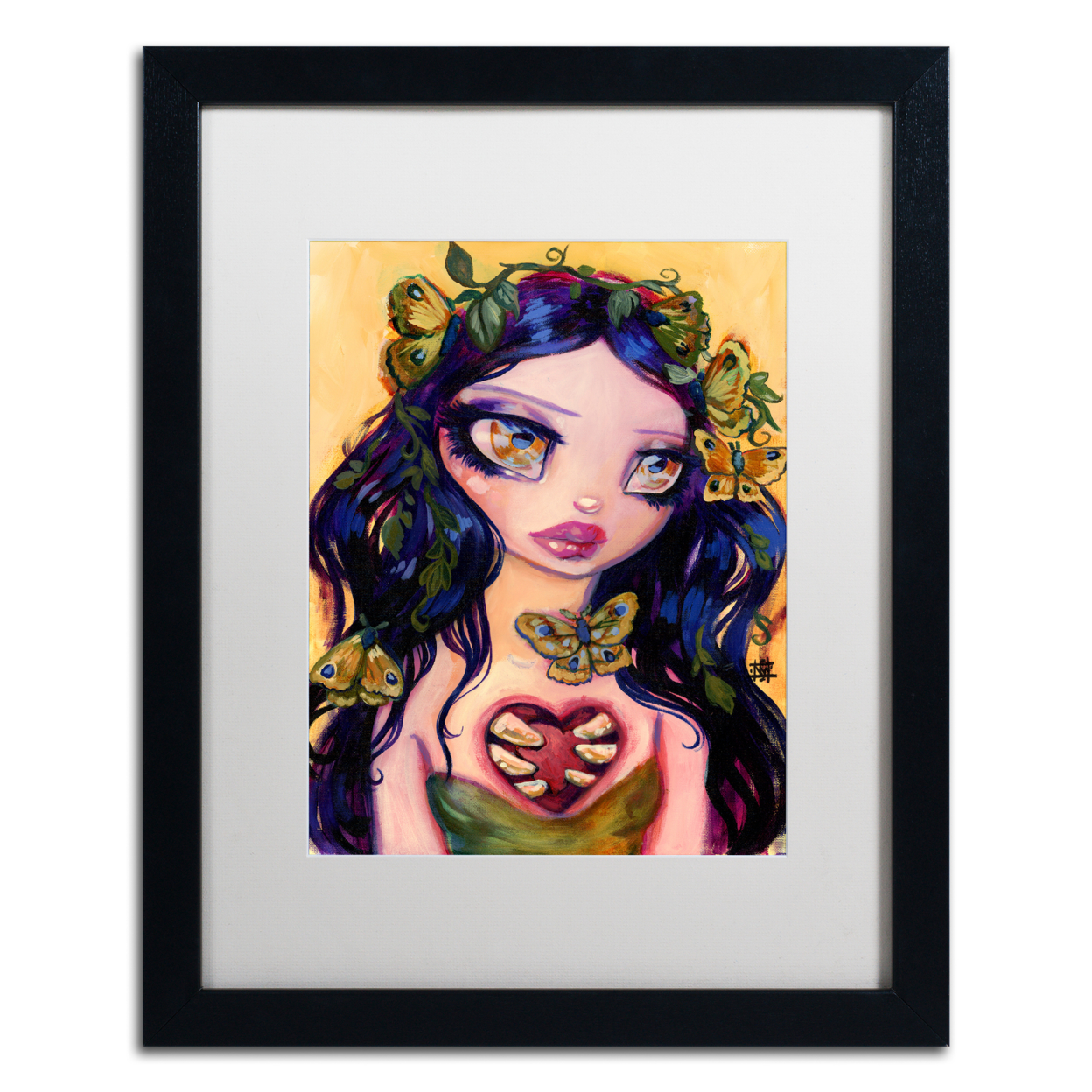 Natasha Wescoat 'Eat Your Heart Out' Black Wooden Framed Art 18 X 22 Inches