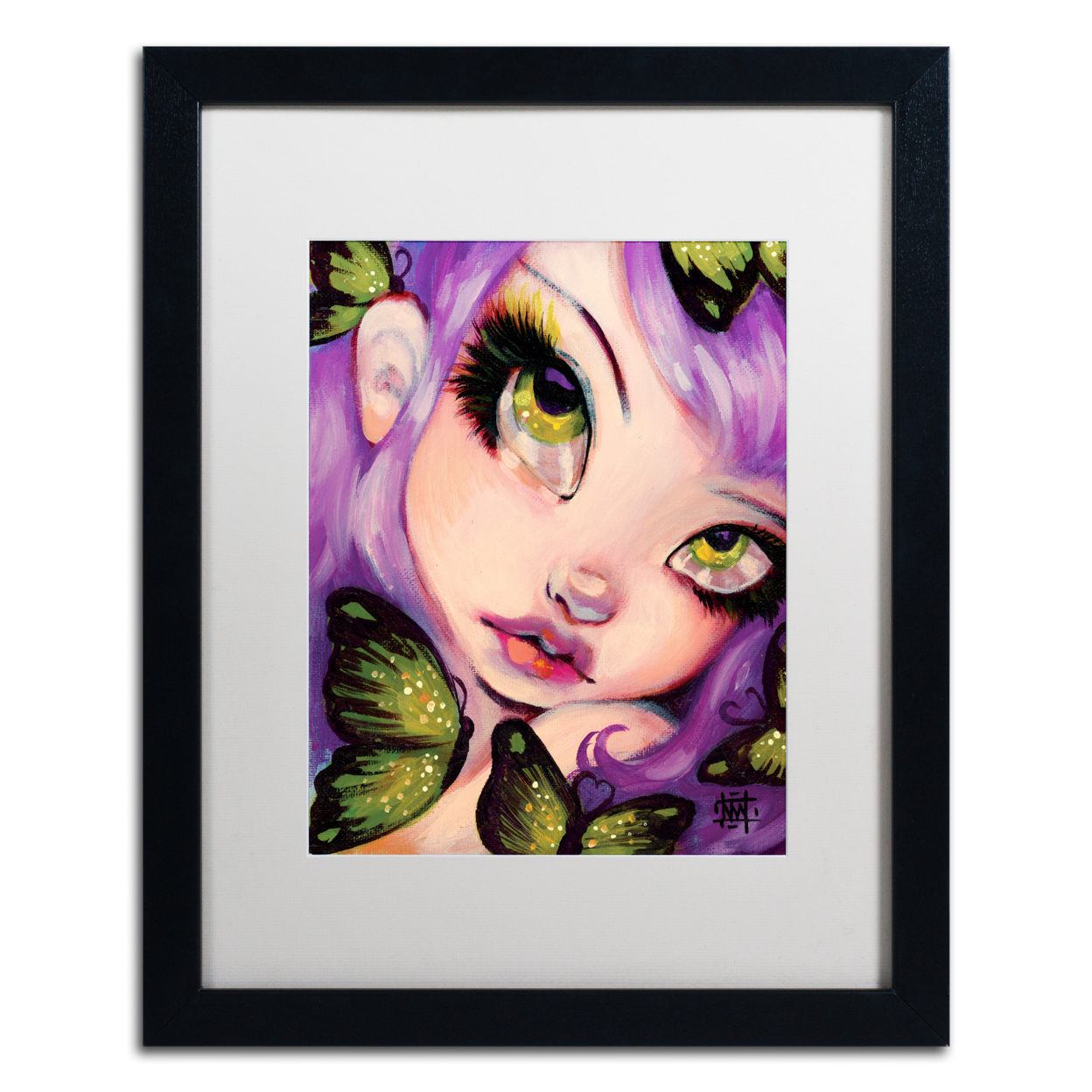 Natasha Wescoat 'Green Eyed Violet' Black Wooden Framed Art 18 X 22 Inches