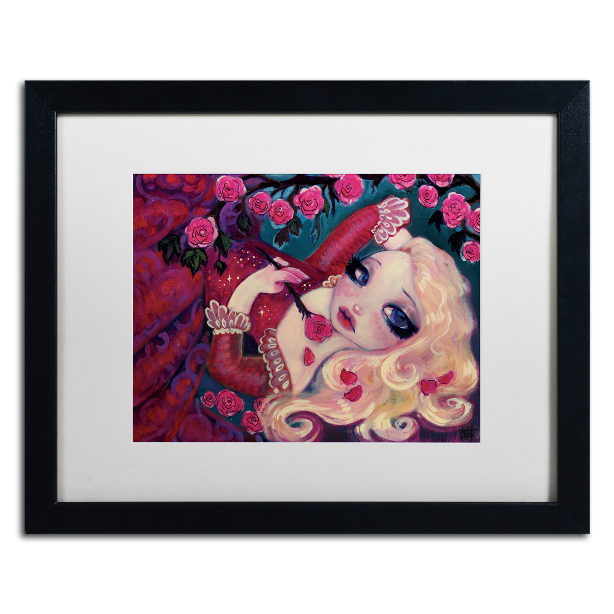 Natasha Wescoat 'Little Briar Rose' Black Wooden Framed Art 18 X 22 Inches