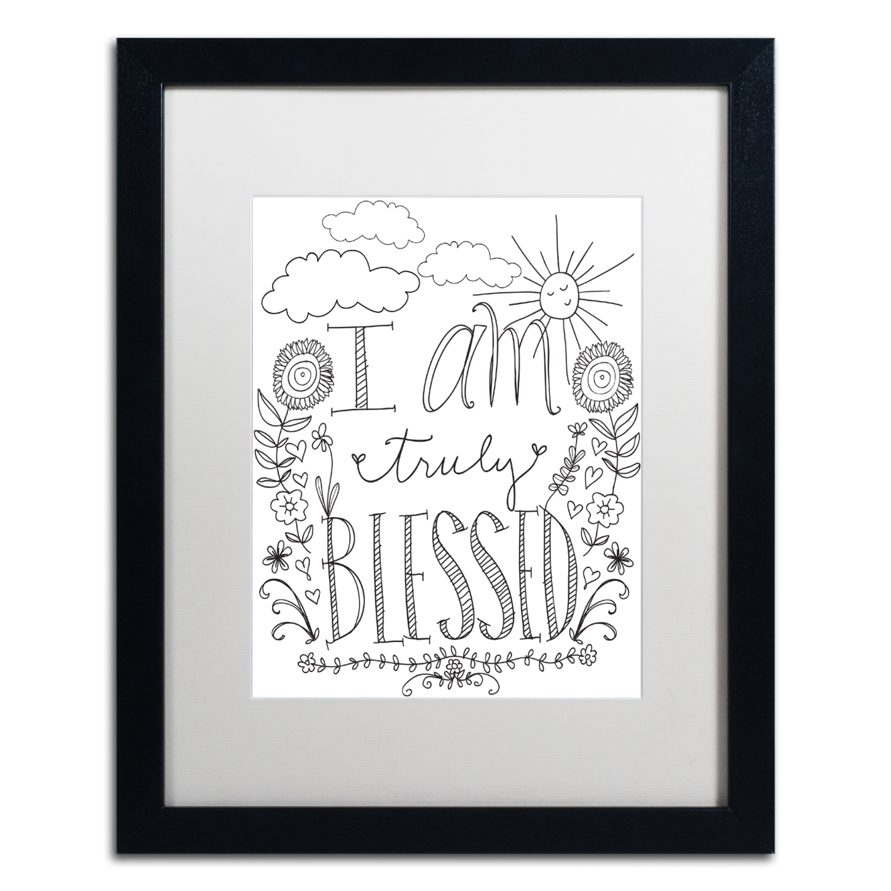 Elizabeth Caldwell 'Truly Blessed' Black Wooden Framed Art 18 X 22 Inches