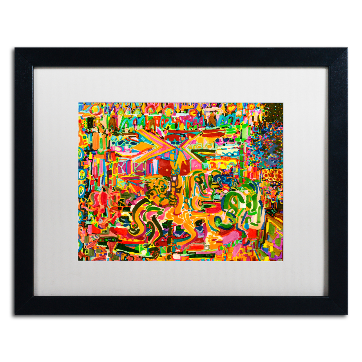 Josh Byer 'Electric Carnival' Black Wooden Framed Art 18 X 22 Inches