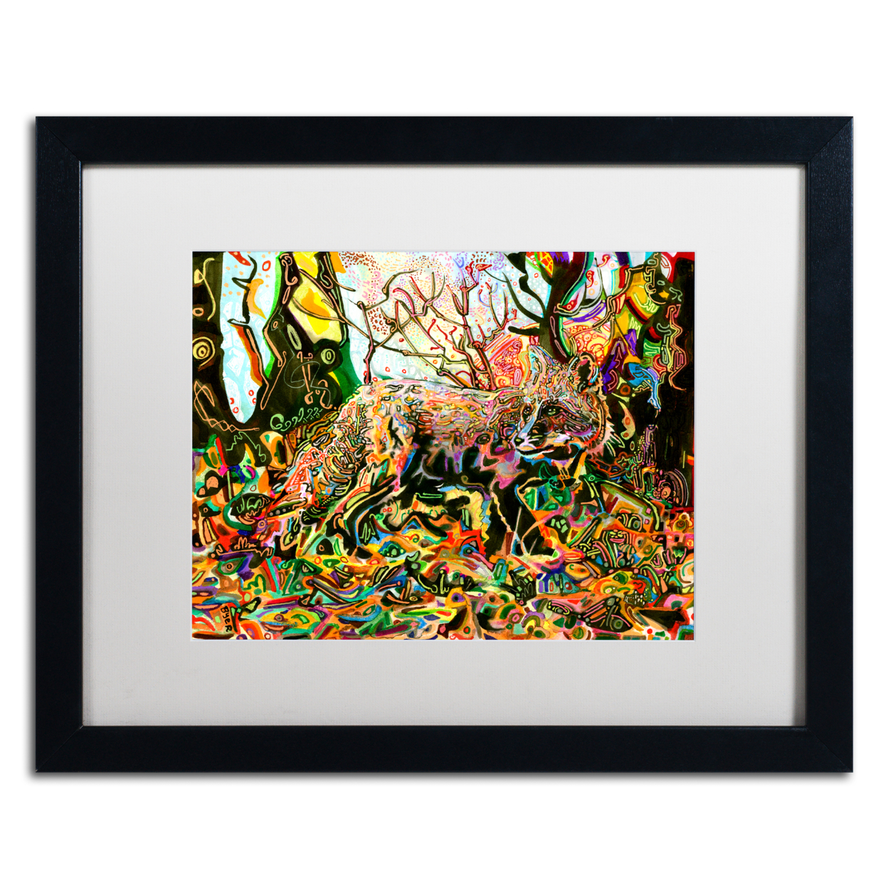 Josh Byer 'Mozilla?s Fox' Black Wooden Framed Art 18 X 22 Inches