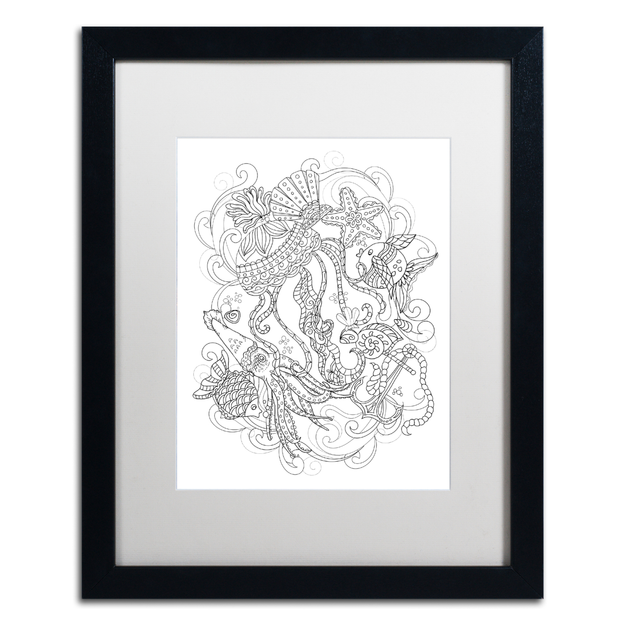 Lisa Powell Braun 'Jellyfish' Black Wooden Framed Art 18 X 22 Inches