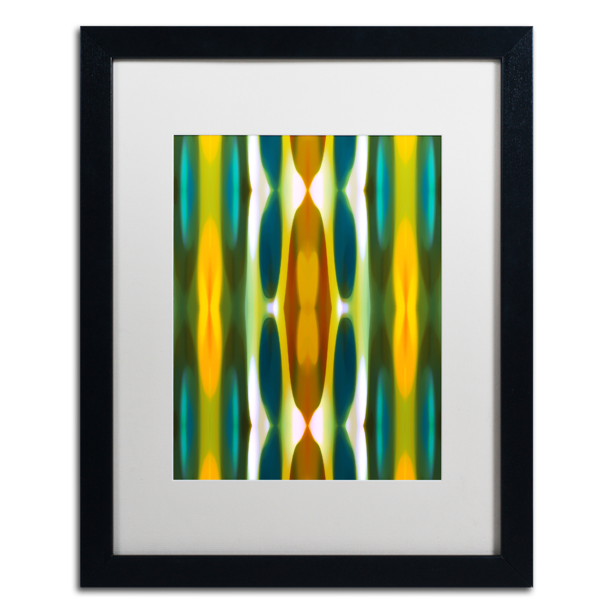 Amy Vangsgard 'Blue Green Yellow Pattern 14' Black Wooden Framed Art 18 X 22 Inches