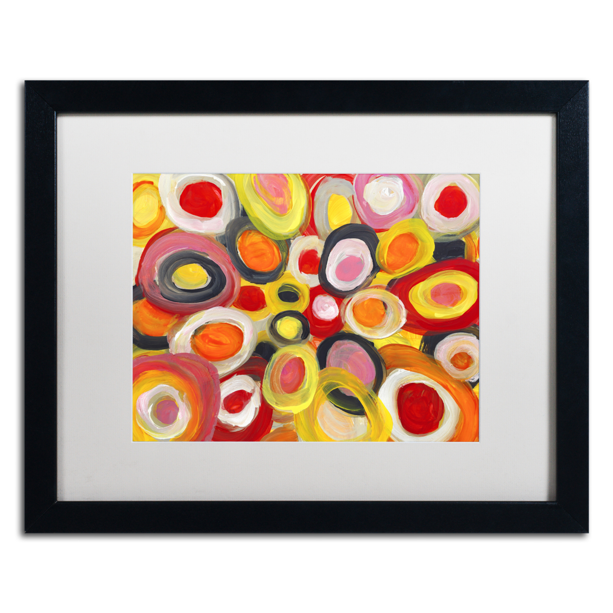 Amy Vangsgard 'Colorful Abstract Circles' Black Wooden Framed Art 18 X 22 Inches