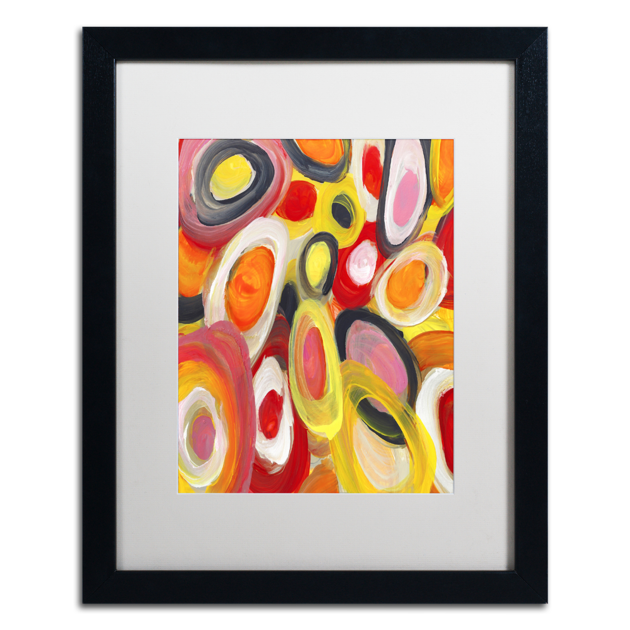 Amy Vangsgard 'Colorful Abstract Circles 4' Black Wooden Framed Art 18 X 22 Inches