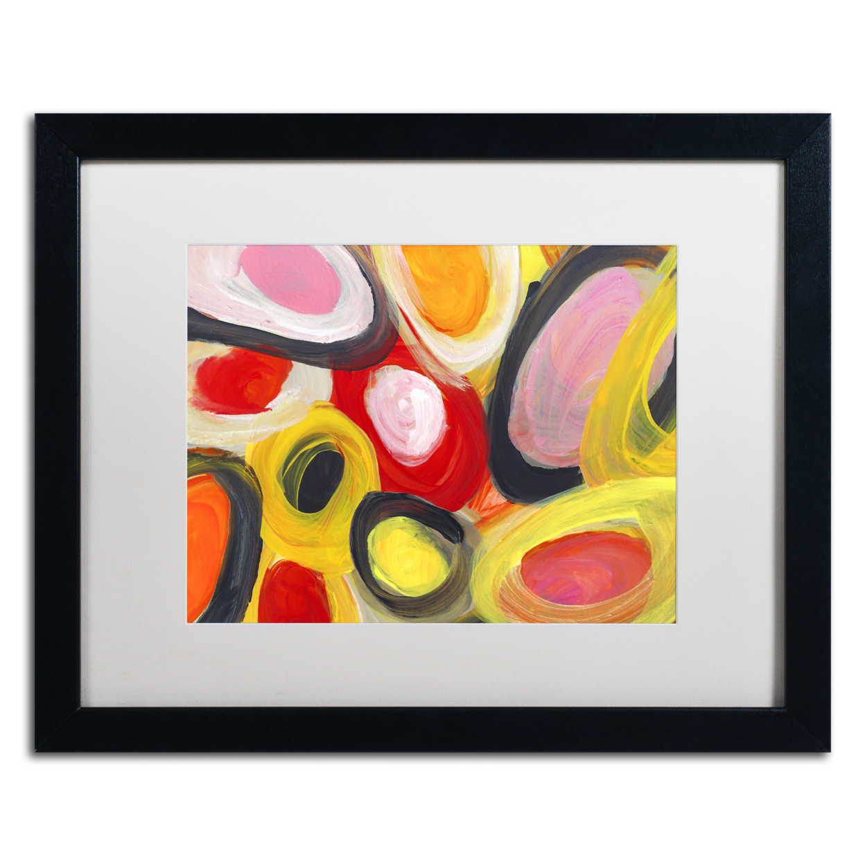 Amy Vangsgard 'Colorful Abstract Circles 3' Black Wooden Framed Art 18 X 22 Inches