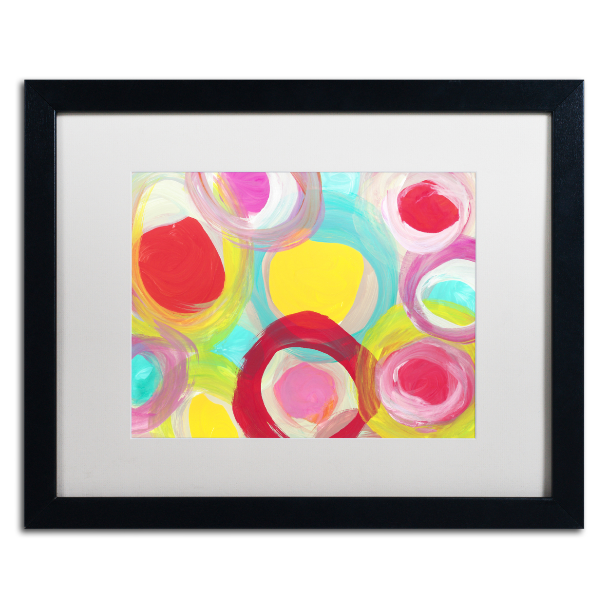 Amy Vangsgard 'Colorful Sun Circles Horizontal 1' Black Wooden Framed Art 18 X 22 Inches
