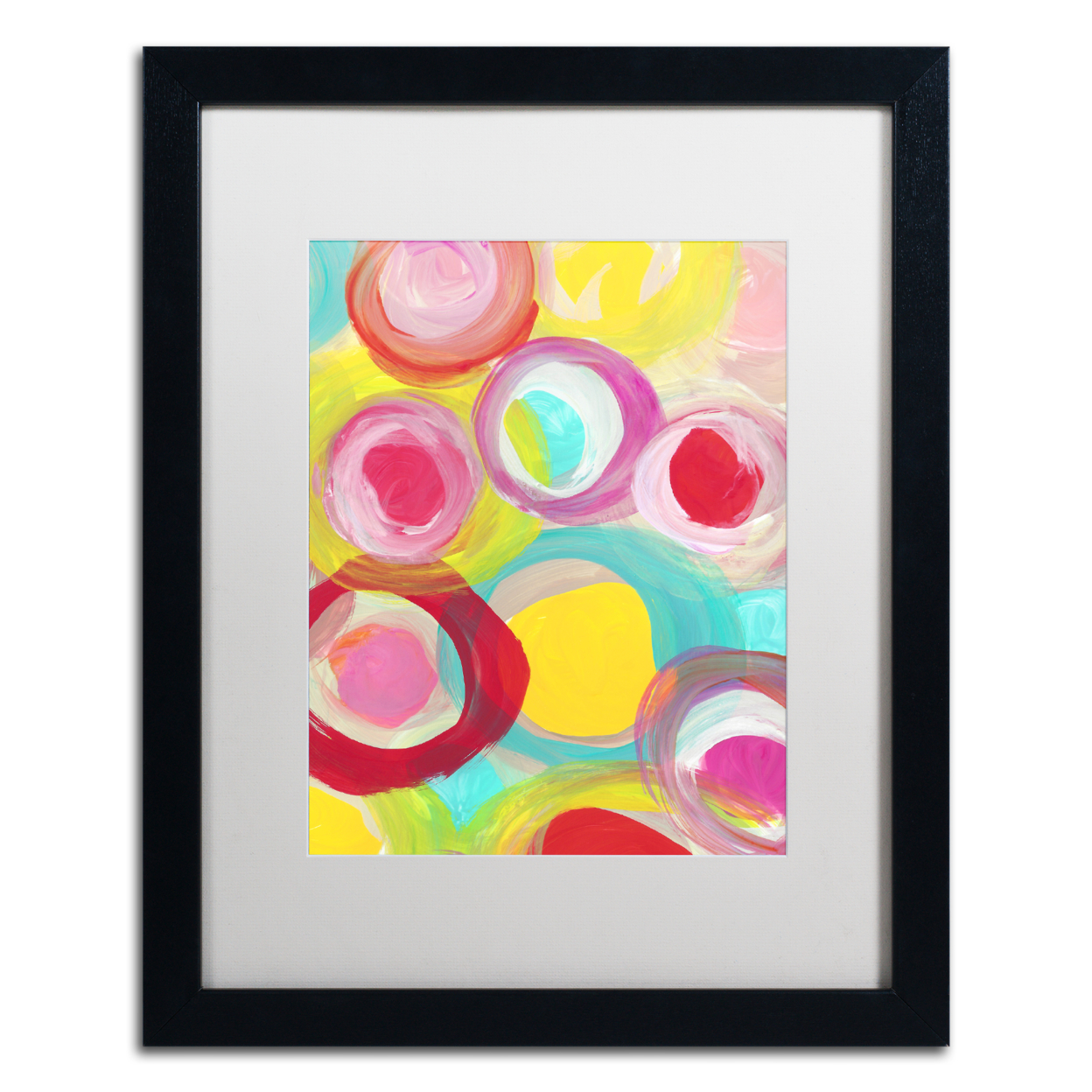 Amy Vangsgard 'Colorful Sun Circles Vertical 1' Black Wooden Framed Art 18 X 22 Inches