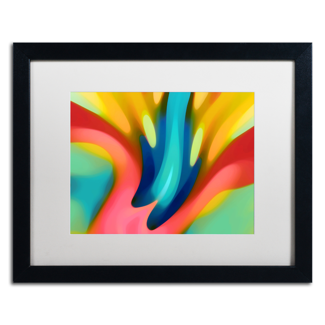 Amy Vangsgard 'Pink And Blue Lily' Black Wooden Framed Art 18 X 22 Inches