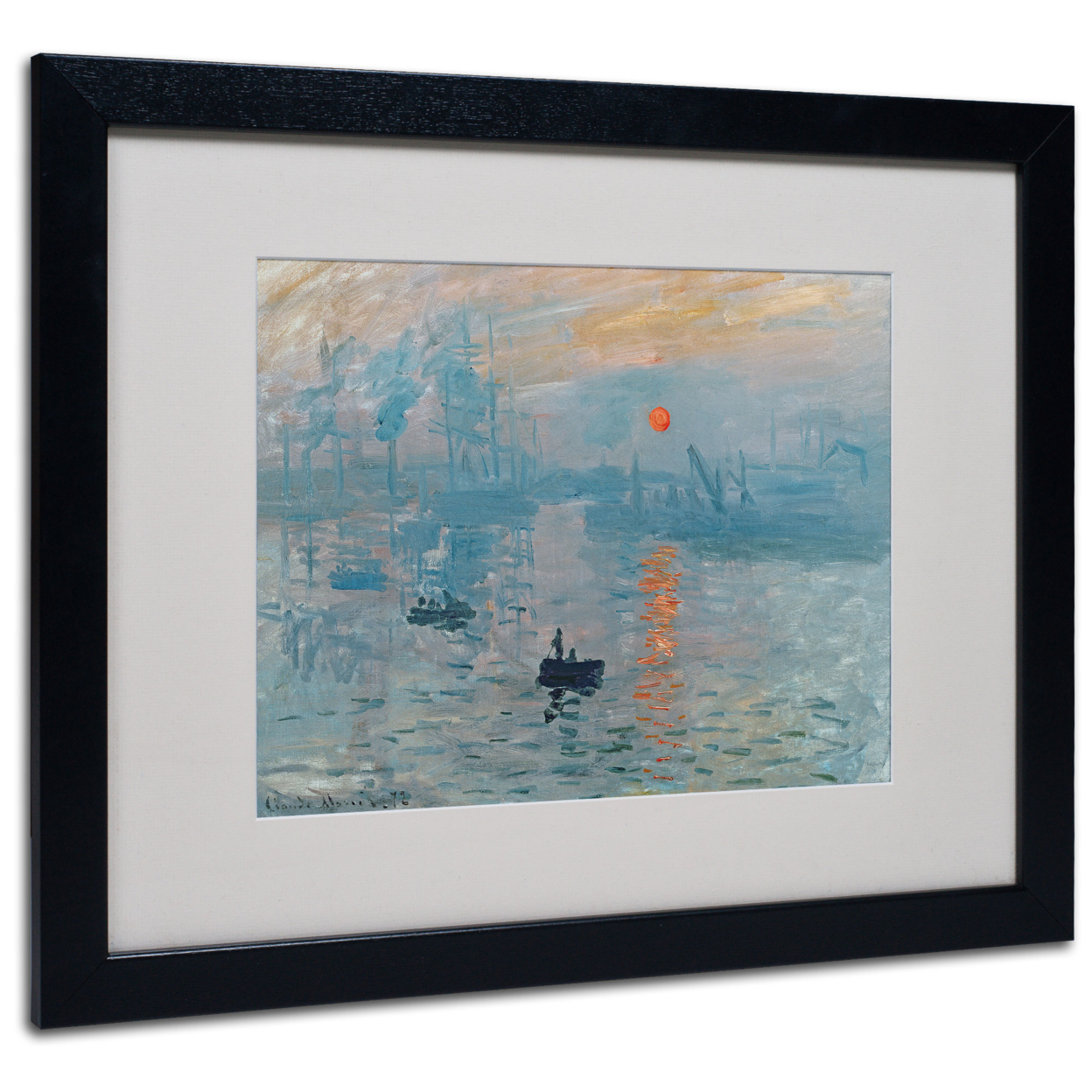 Claude Monet 'Impression Sunrise' Black Wooden Framed Art 18 X 22 Inches
