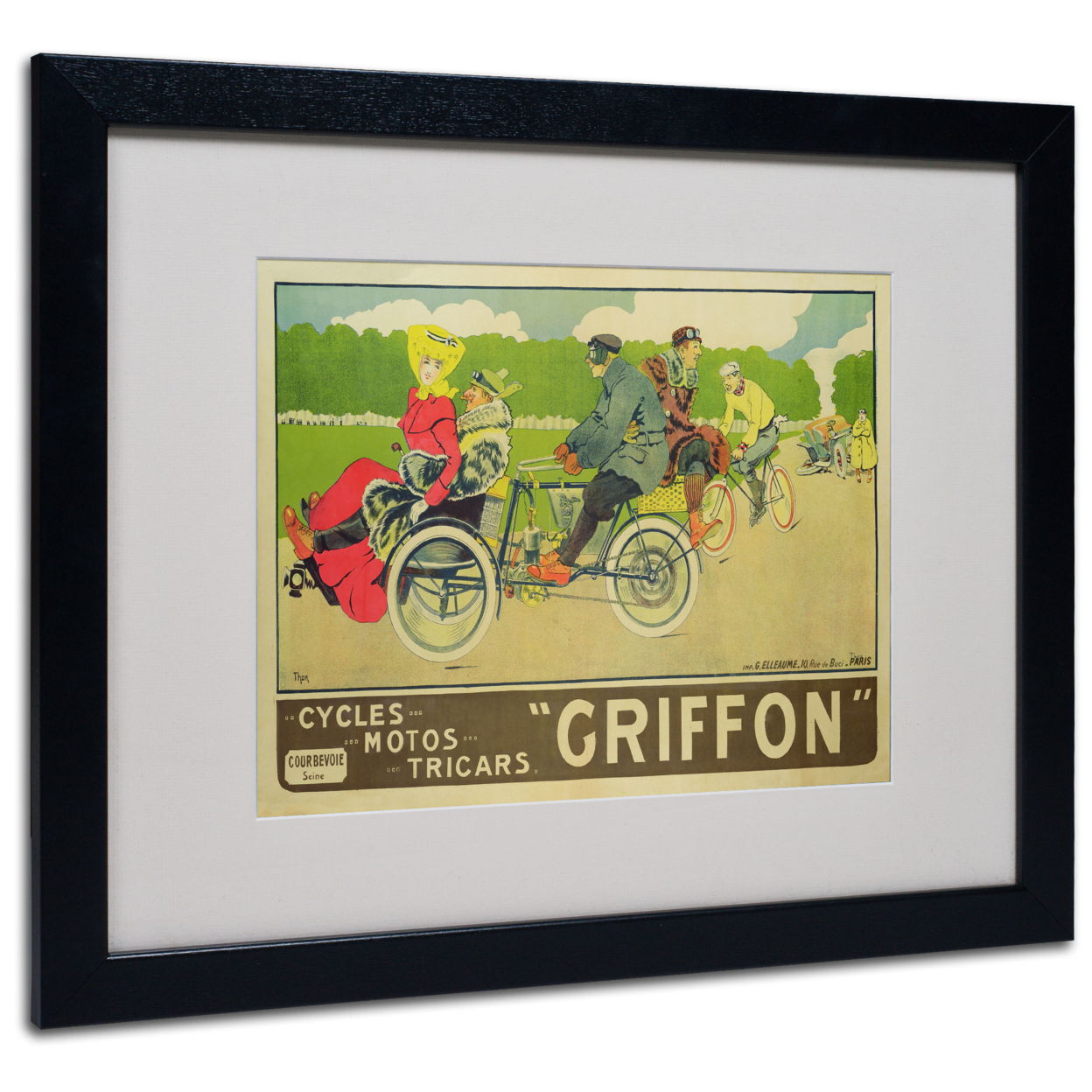 Walter Thor 'Griffon Cycles & Motors' Black Wooden Framed Art 18 X 22 Inches