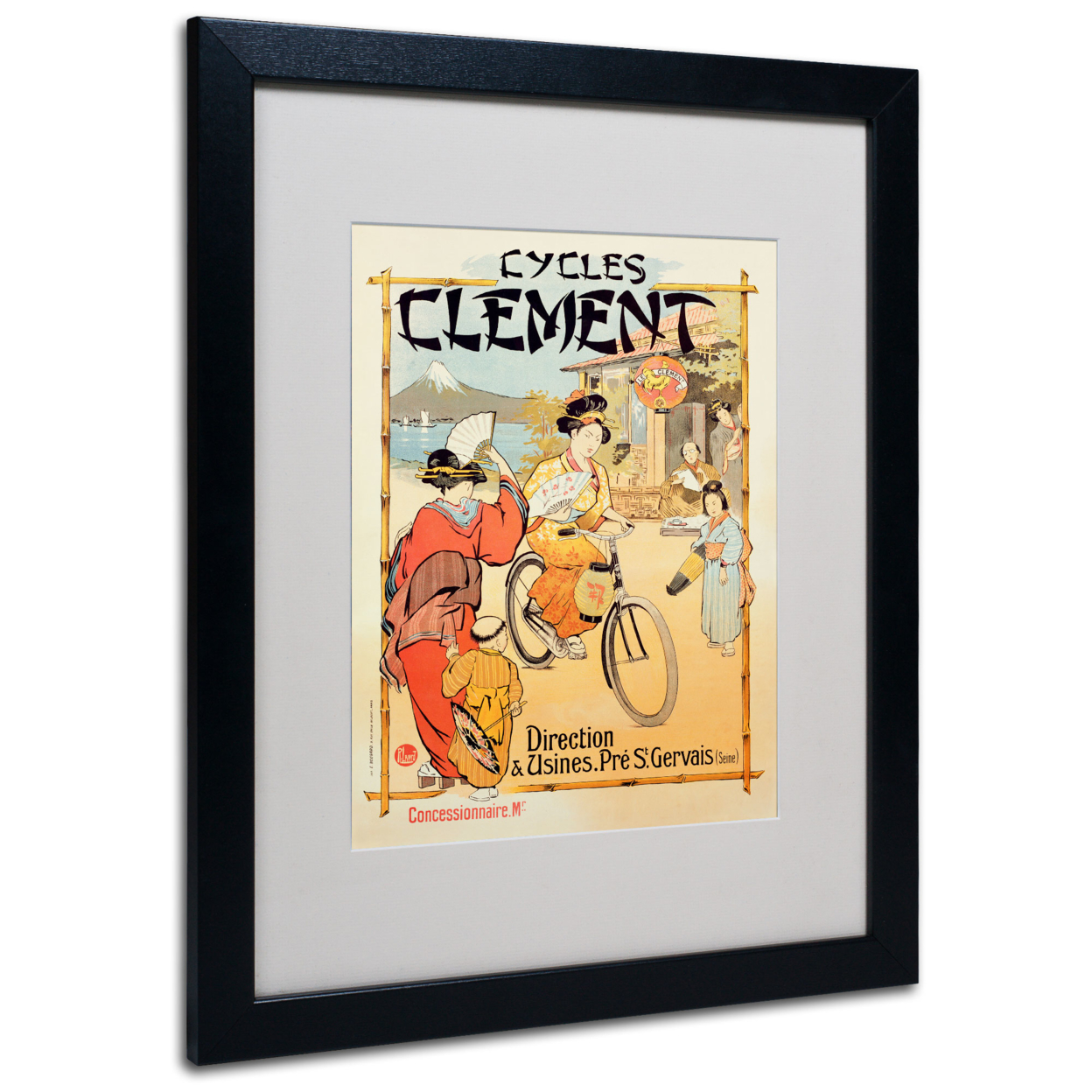 Cycles Clement' Black Wooden Framed Art 18 X 22 Inches
