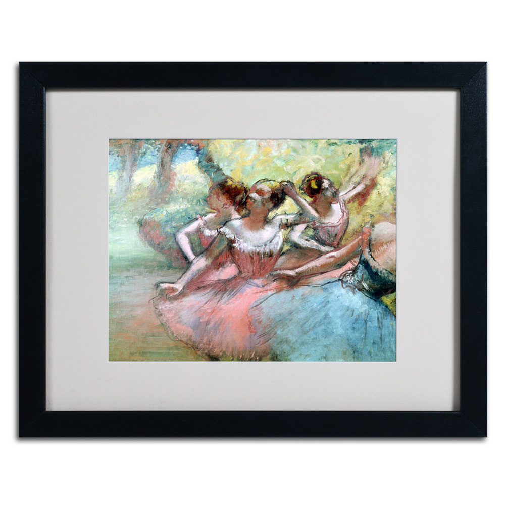 Edgar Degas 'Four Ballerinas On The Stage' Black Wooden Framed Art 18 X 22 Inches