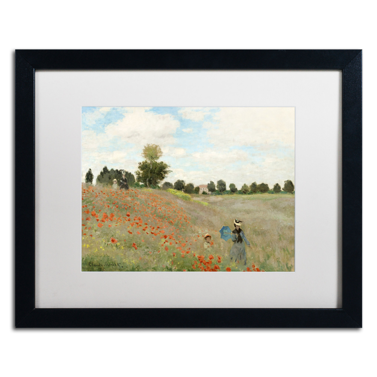 Claude Monet 'Wild Poppies Near Argenteuil' Black Wooden Framed Art 18 X 22 Inches
