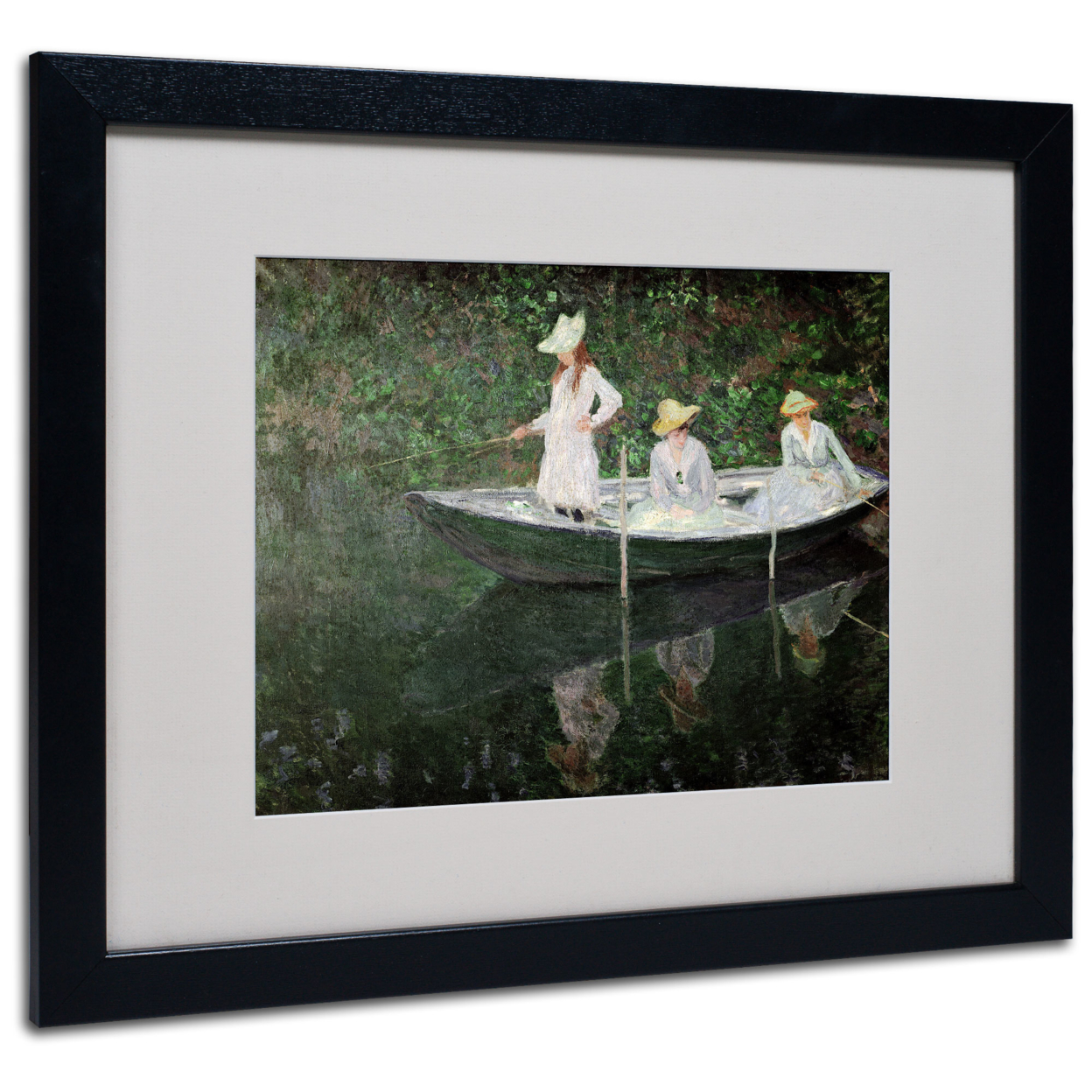 Claude Monet 'The Boat At Giverny' Black Wooden Framed Art 18 X 22 Inches