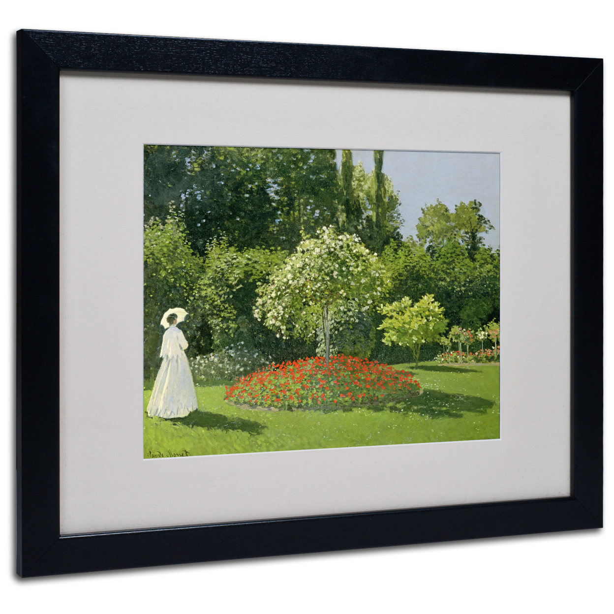 Claude Monet 'Jeanne Marie Lecadre In The Garden' Black Wooden Framed Art 18 X 22 Inches