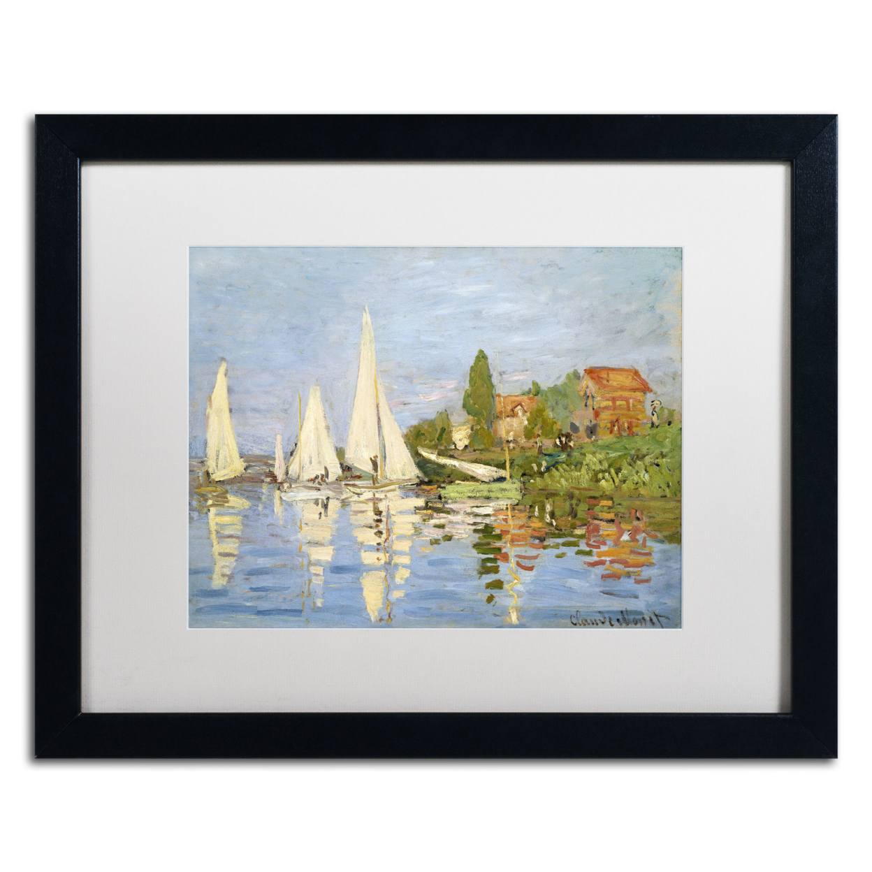 Claude Monet 'Regatta At Argenteuil' Black Wooden Framed Art 18 X 22 Inches