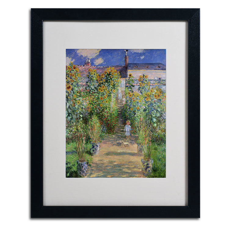 Claude Monet 'The Artist's Garden At Vetheuil' Black Wooden Framed Art 18 X 22 Inches