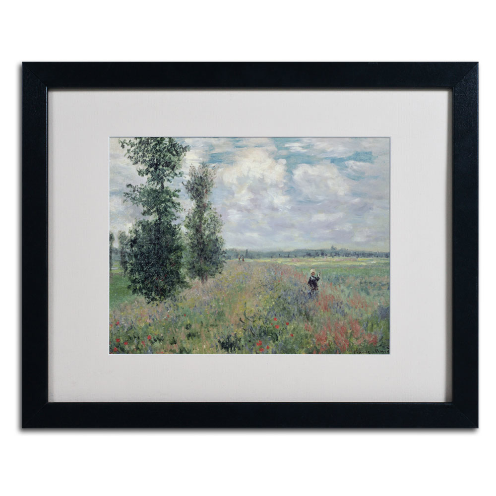 Claude Monet 'The Poppy Field' Black Wooden Framed Art 18 X 22 Inches