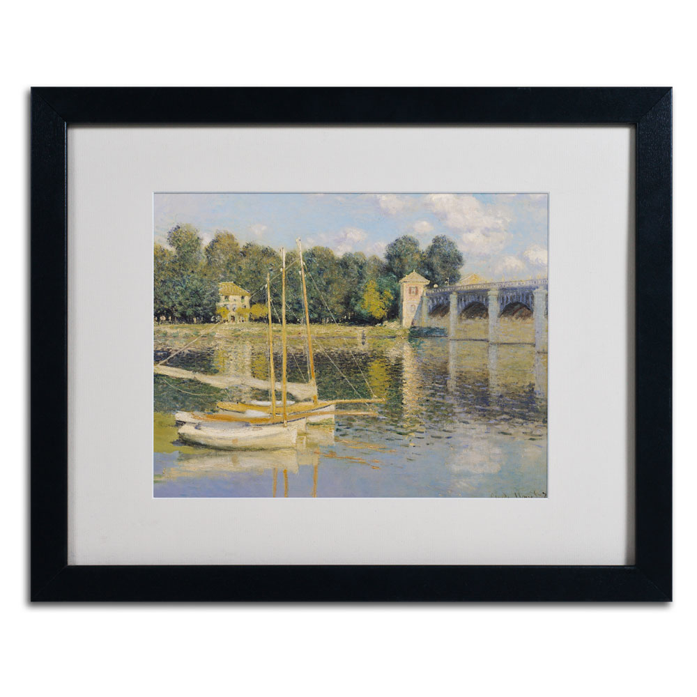 Claude Monet 'The Bridge At Argenteuil' Black Wooden Framed Art 18 X 22 Inches