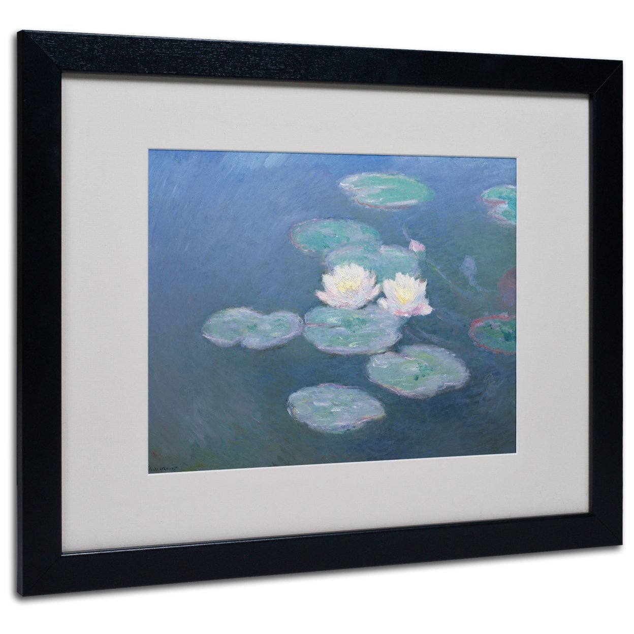 Claude Monet 'Waterlilies Evening' Black Wooden Framed Art 18 X 22 Inches