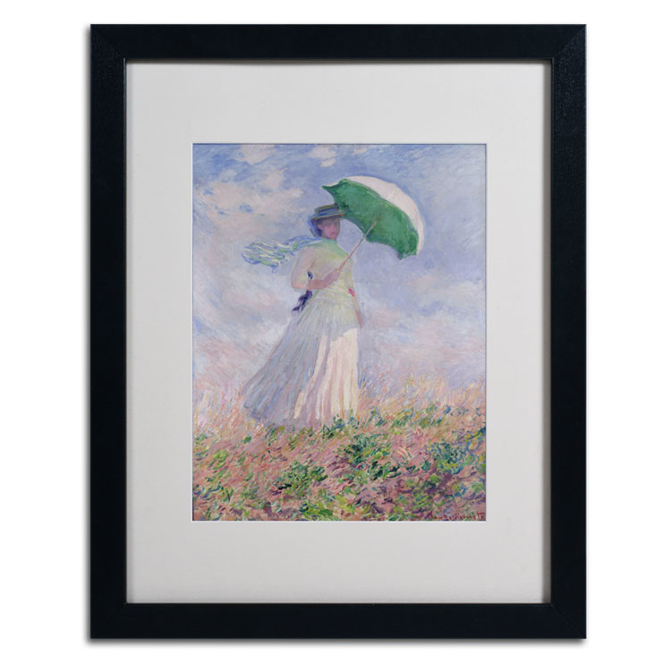 Claude Monet 'Woman With A Parasol' Black Wooden Framed Art 18 X 22 Inches