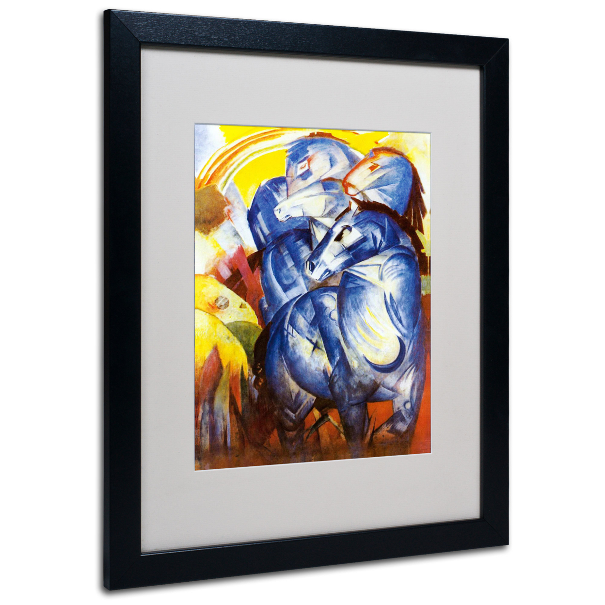 Franz Marc 'A Tower Of Blue Horses 1913' Black Wooden Framed Art 18 X 22 Inches
