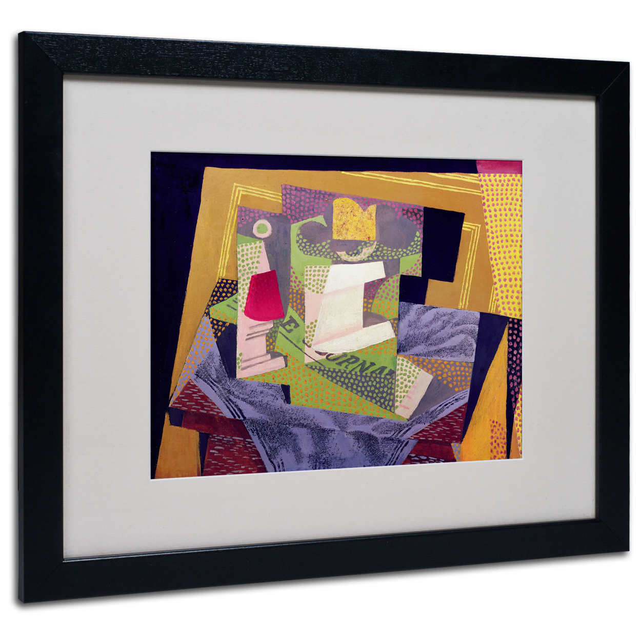 Juan Gris 'Composition On A Table 1916' Black Wooden Framed Art 18 X 22 Inches